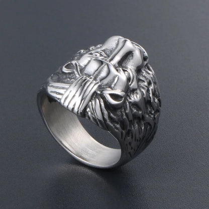 Gothic Retro Punk Lion 304 Stainless Steel Polishing Men'S Rings