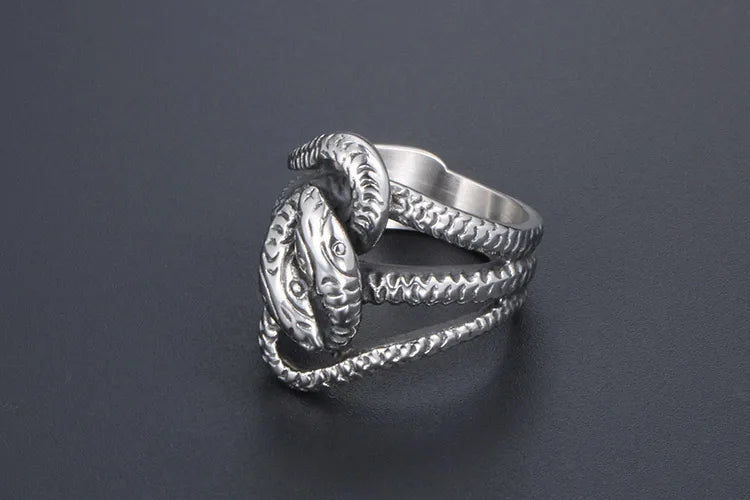 Gothic Retro Punk Snake 304 Stainless Steel Polishing Men'S Rings