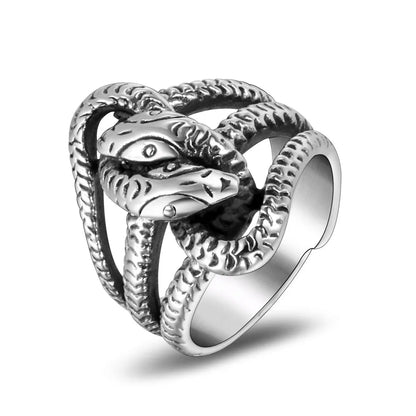 Gothic Retro Punk Snake 304 Stainless Steel Polishing Men'S Rings