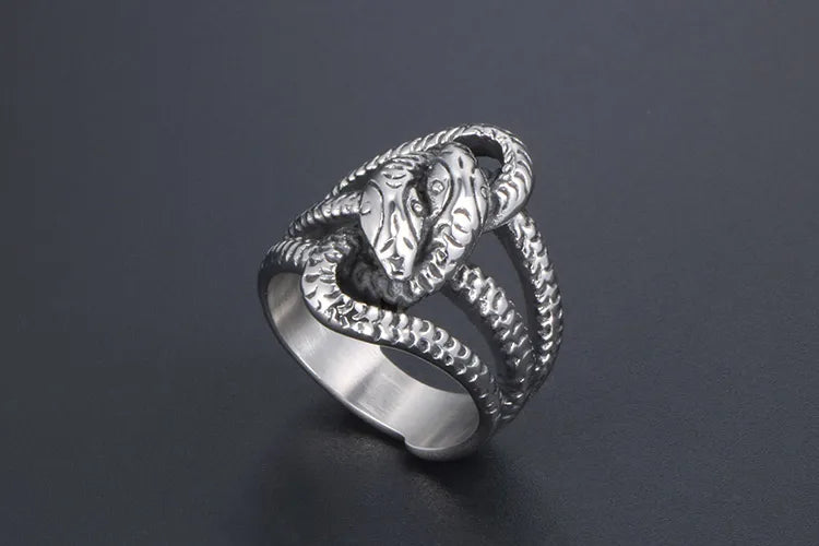 Gothic Retro Punk Snake 304 Stainless Steel Polishing Men'S Rings