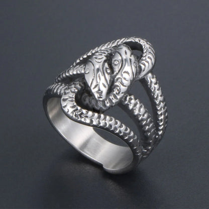 Gothic Retro Punk Snake 304 Stainless Steel Polishing Men'S Rings