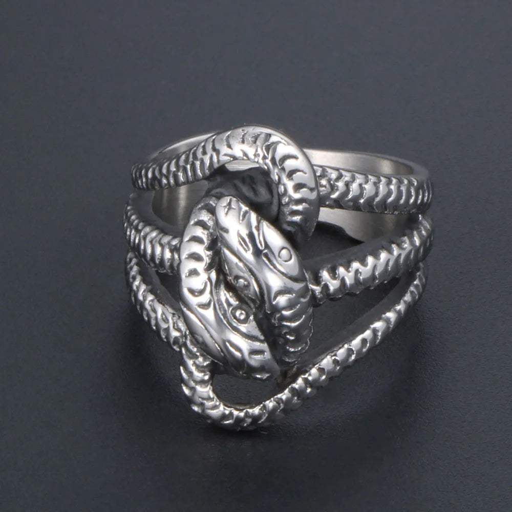 Gothic Retro Punk Snake 304 Stainless Steel Polishing Men'S Rings