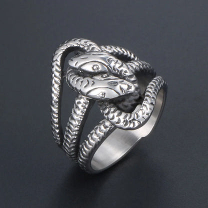 Gothic Retro Punk Snake 304 Stainless Steel Polishing Men'S Rings