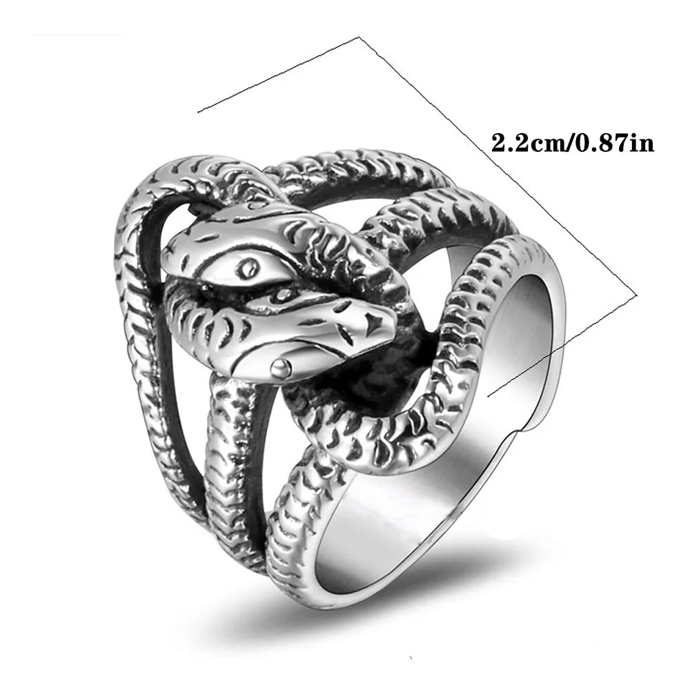 Gothic Retro Punk Snake 304 Stainless Steel Polishing Men'S Rings