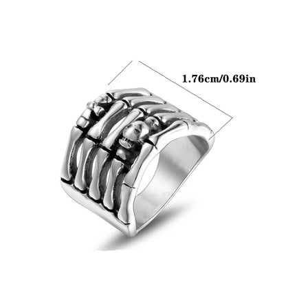 Gothic Retro Punk Solid Color Skull 304 Stainless Steel Polishing Men'S Rings