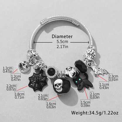 Gothic Retro Punk Spider Web Bat Skull Alloy Titanium Steel Wholesale Bracelets