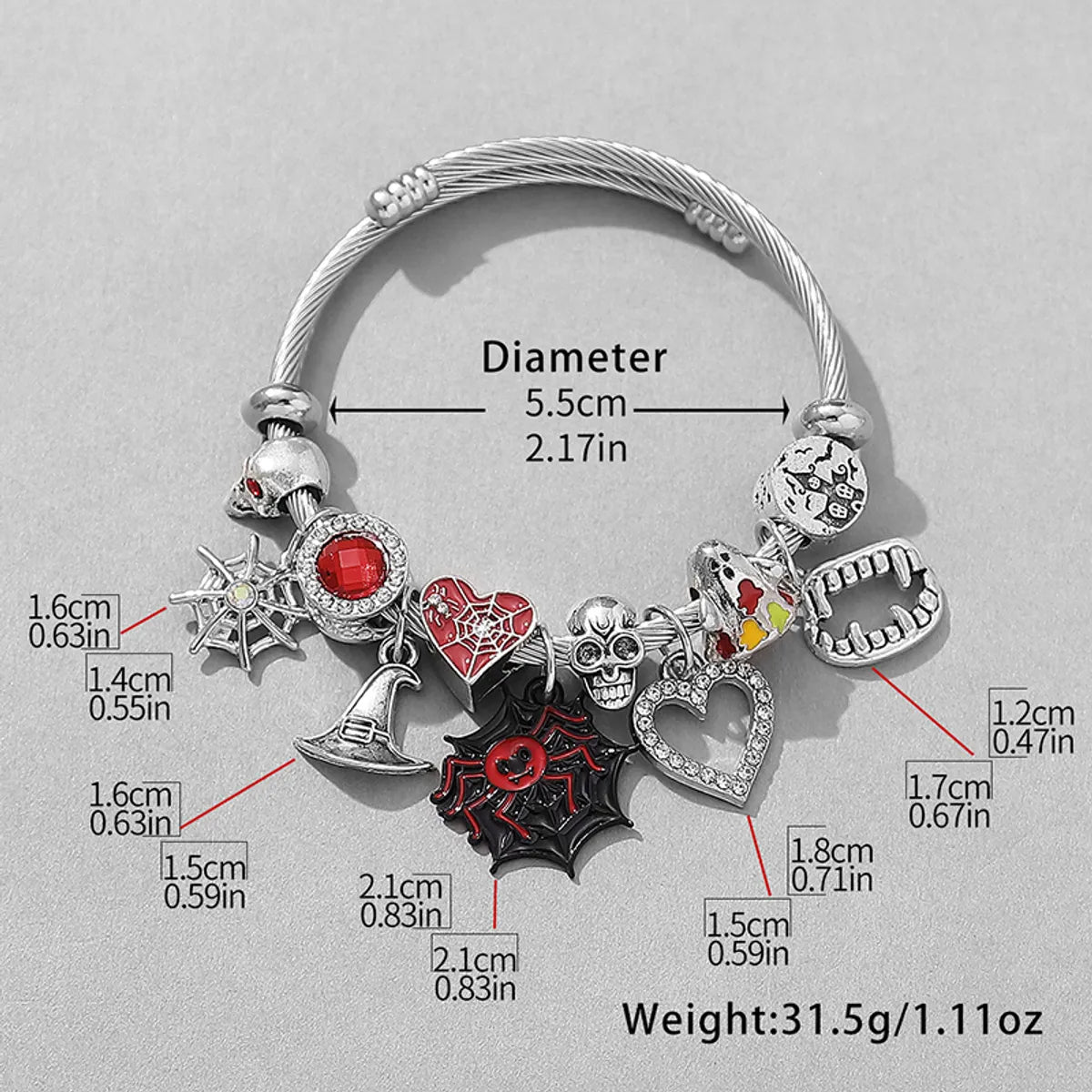 Gothic Retro Punk Spider Web Bat Skull Alloy Titanium Steel Wholesale Bracelets