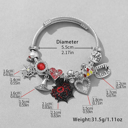 Gothic Retro Punk Spider Web Bat Skull Alloy Titanium Steel Wholesale Bracelets