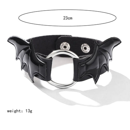 Gothic Sexy Wings Pu Leather Alloy Women'S Bracelets Necklace