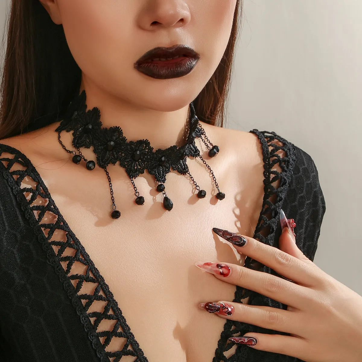 Gothic Simple Style Irregular Arylic Copper Hollow Out Women'S Choker