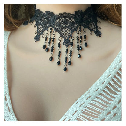 Gothic Solid Color Lace Halloween Women's Choker