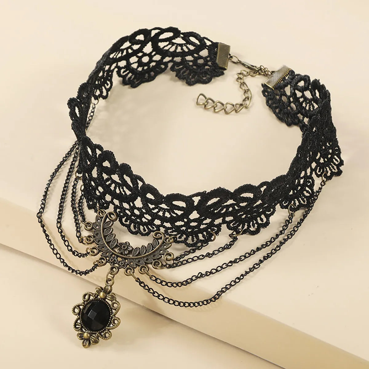 Gothic Style Simple Hollow-Out Chain Multi-Layer Lace Necklac