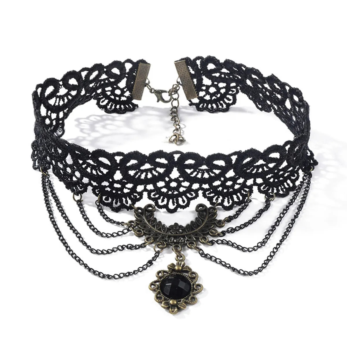 Gothic Style Simple Hollow-Out Chain Multi-Layer Lace Necklac