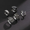 Gothic Style Skull Gemstone Alloy Ring And Bracelet Set For Men With Electroplating