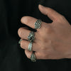 Gothic Style Skull Gemstone Alloy Ring And Bracelet Set For Men With Electroplating