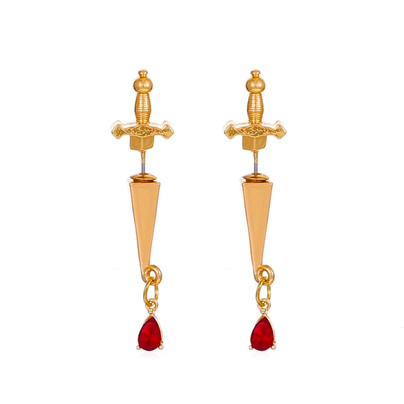 Gothic Sword Women's Alloy Ear Studs With Geometric Pattern And Electroplating Treatment