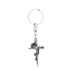 Gothic Vintage Thorn Rose Cross Zinc Alloy Metal Keychain Pendant For Backpack And Car