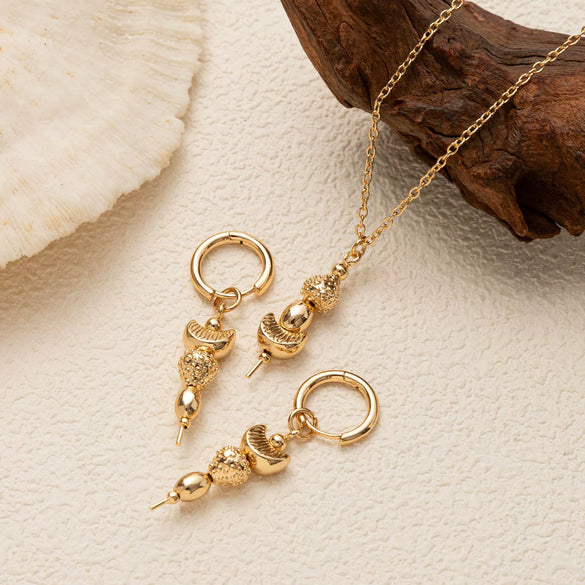 Gourmet Fruit U Shaped Pendant Necklace Titanium Steel Copper Dripping Oil Furnace Vacuum Electroplated 18K True Gold Color Preservation