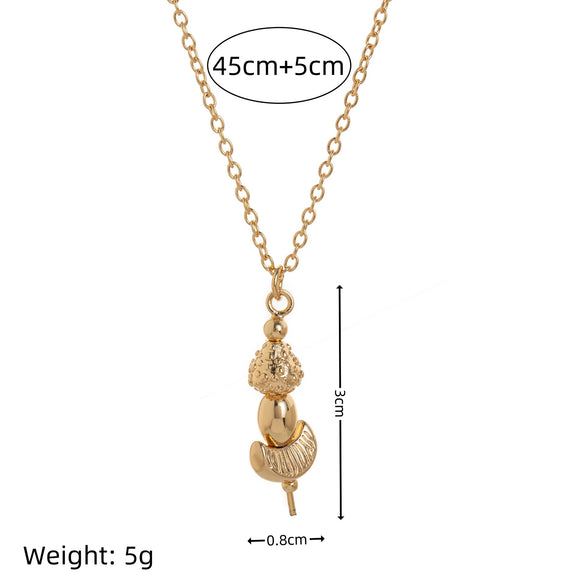 Gourmet Fruit U Shaped Pendant Necklace Titanium Steel Copper Dripping Oil Furnace Vacuum Electroplated 18K True Gold Color Preservation