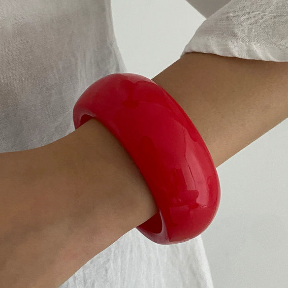 Gradient Acrylic Resin Wide Smooth Exaggerated Personality Geometric Electroplated Bracelet