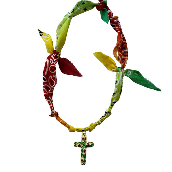 Gradient Cross Geometric Copper Necklace Retro Niche Design Electroplating Unisex