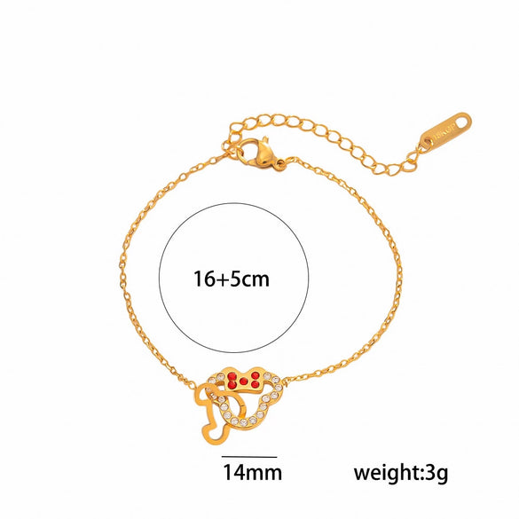 Gradient Gold Plated Titanium Steel Heart Bracelet For Women With Geometric Pattern Romantic Versatile Style