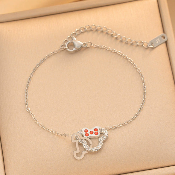 Gradient Gold Plated Titanium Steel Heart Bracelet For Women With Geometric Pattern Romantic Versatile Style