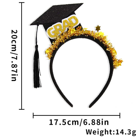 Graduation Season Headband Hanging Spike Doctor Hat Headwear In Plastic Glitter Felt With Semi Manual Semi Mechanical Process