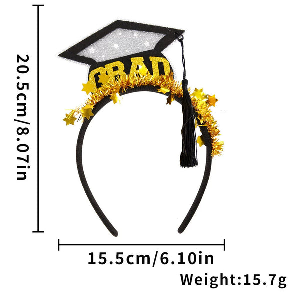 Graduation Season Headband Hanging Spike Doctor Hat Headwear In Plastic Glitter Felt With Semi Manual Semi Mechanical Process