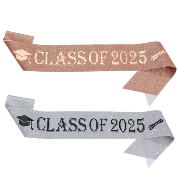 Graduation Shoulder Straps Etiquette Straps Glitter Cloth Bronzing Party Ribbons With Letters Numbers Text Style