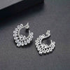 Green Geometric Flower Stud Earrings For Women Electroplated Copper With Zircon Inlay Fashion Statement Jewelry
