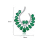 Green Geometric Flower Stud Earrings For Women Electroplated Copper With Zircon Inlay Fashion Statement Jewelry
