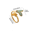 Green Leaf And Butterfly Ring With Dripping Oil Finish Simple Botanical Open Finger Ring For Women Wholesale