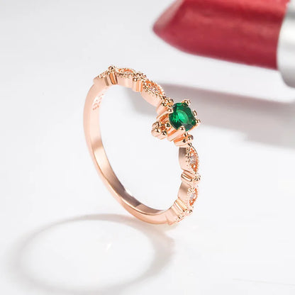 Green Zircon Ring European And American 14k Gold Emerald Ring Jewelry