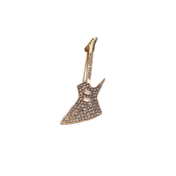 Guitar Antiglare Alloy Brooch For Women With Electroplating And Minimalist Style