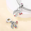 Guitar Music Symbol Beaded Pendant Copper Silver Plated Dripping Oil Design