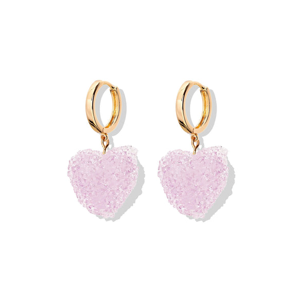 Gummy Earrings For Women Copper Heart Shape With Diamonds Sweet Style
