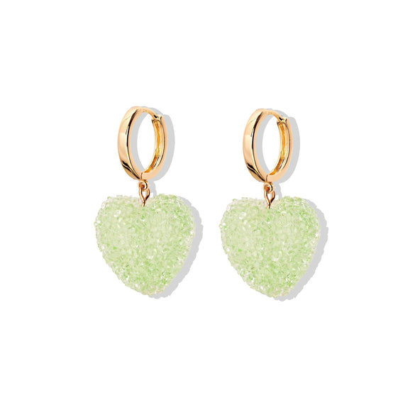 Gummy Earrings For Women Copper Heart Shape With Diamonds Sweet Style
