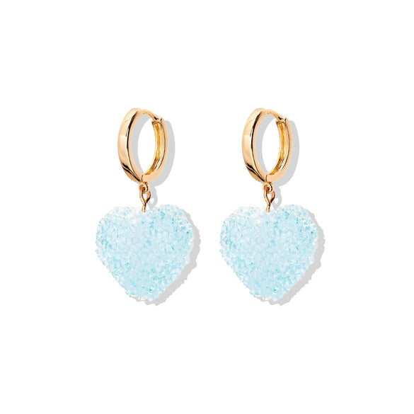 Gummy Earrings For Women Copper Heart Shape With Diamonds Sweet Style