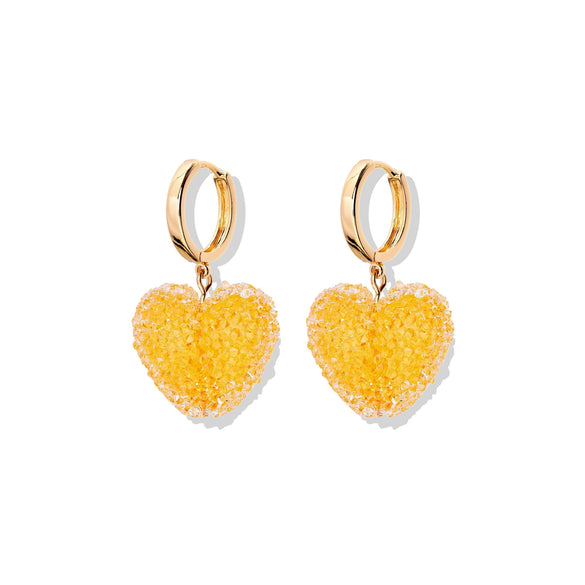 Gummy Earrings For Women Copper Heart Shape With Diamonds Sweet Style