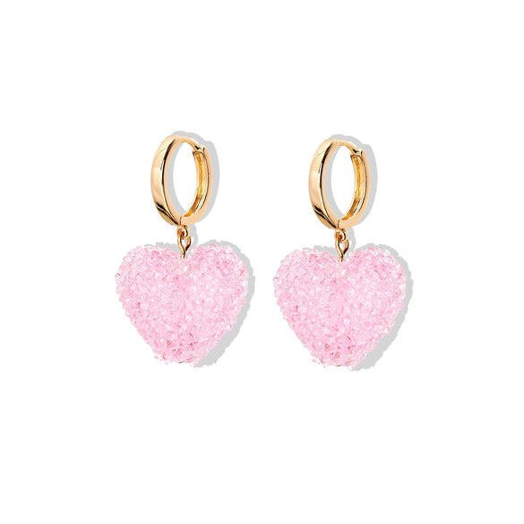 Gummy Earrings For Women Copper Heart Shape With Diamonds Sweet Style