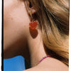 Gummy Earrings For Women Copper Heart Shape With Diamonds Sweet Style
