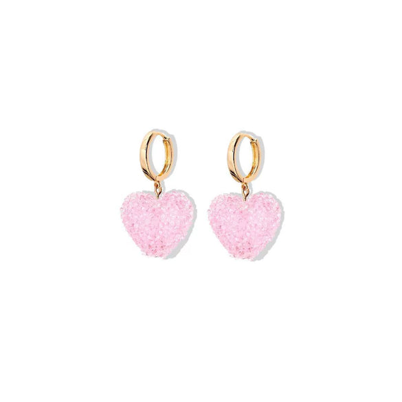 Gummy Earrings For Women Copper Heart Shape With Diamonds Sweet Style