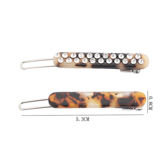 Hair Accessories Acetic Acid Hair Clip Women's Frog Buckle Leopard Print Rhinestone Sculpture Design