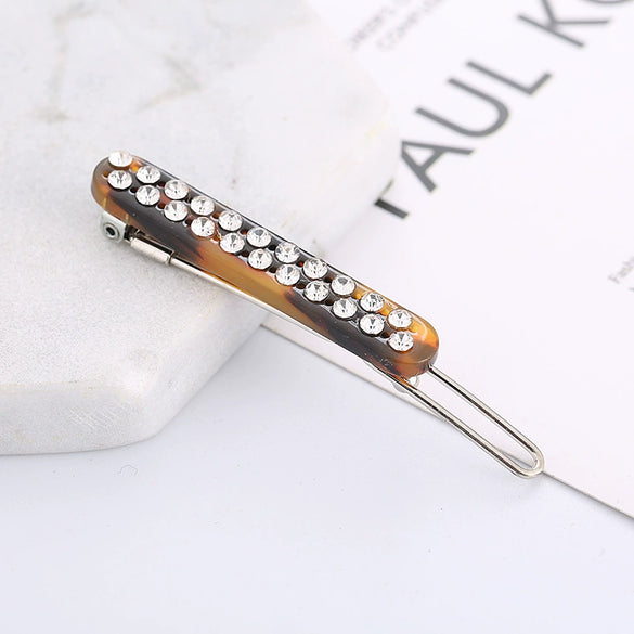 Hair Accessories Acetic Acid Hair Clip Women's Frog Buckle Leopard Print Rhinestone Sculpture Design