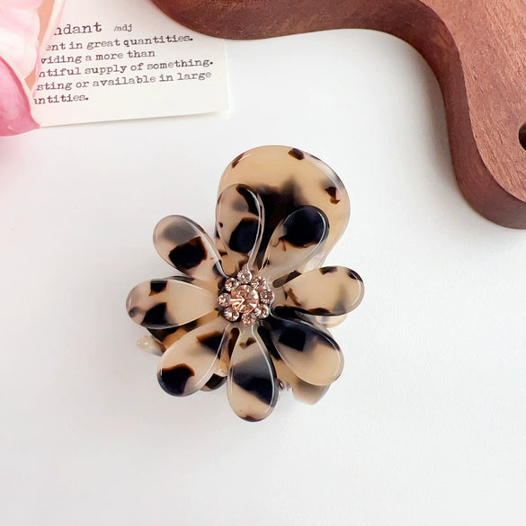 Hair Accessories Acetic Acid Heart Shape Diamond Daisy Grab Clip For Women