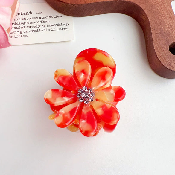Hair Accessories Acetic Acid Heart Shape Diamond Daisy Grab Clip For Women