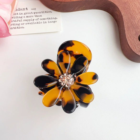 Hair Accessories Acetic Acid Heart Shape Diamond Daisy Grab Clip For Women