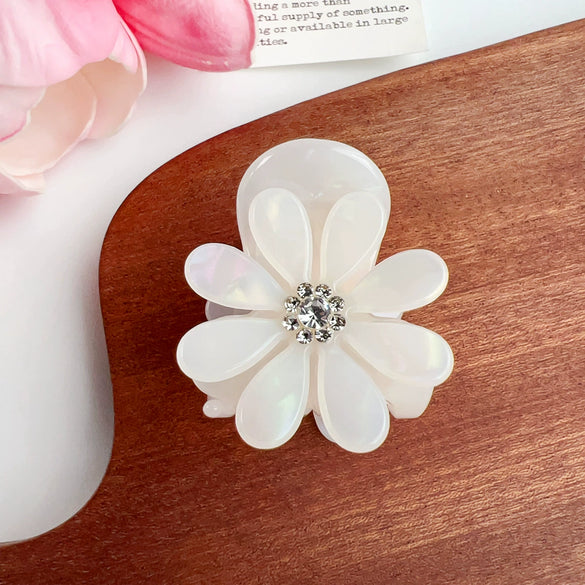 Hair Accessories Acetic Acid Heart Shape Diamond Daisy Grab Clip For Women