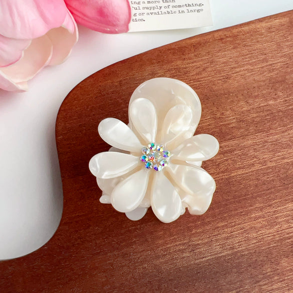 Hair Accessories Acetic Acid Heart Shape Diamond Daisy Grab Clip For Women